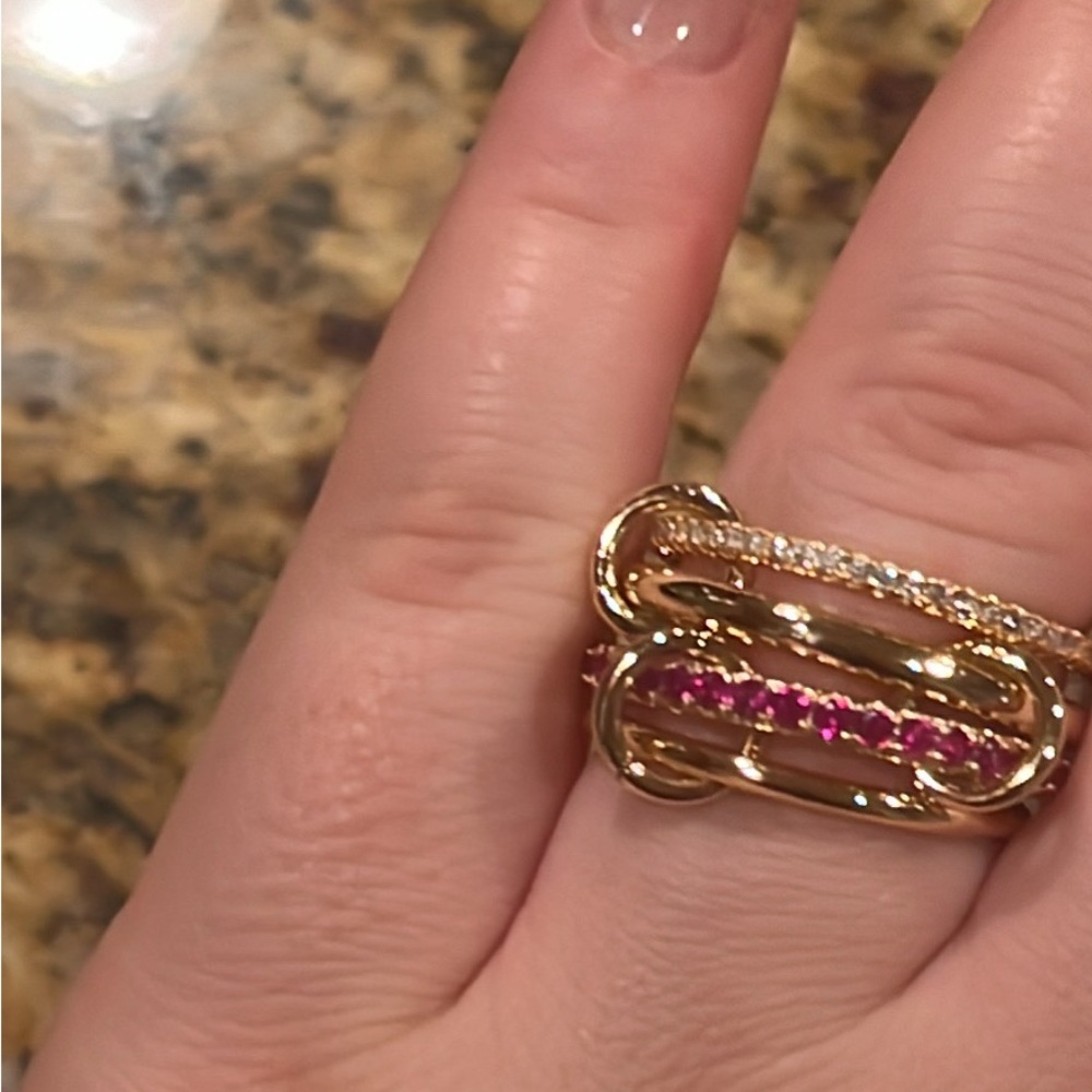 Elegant Gold and Pink Gemstone Ring s brand